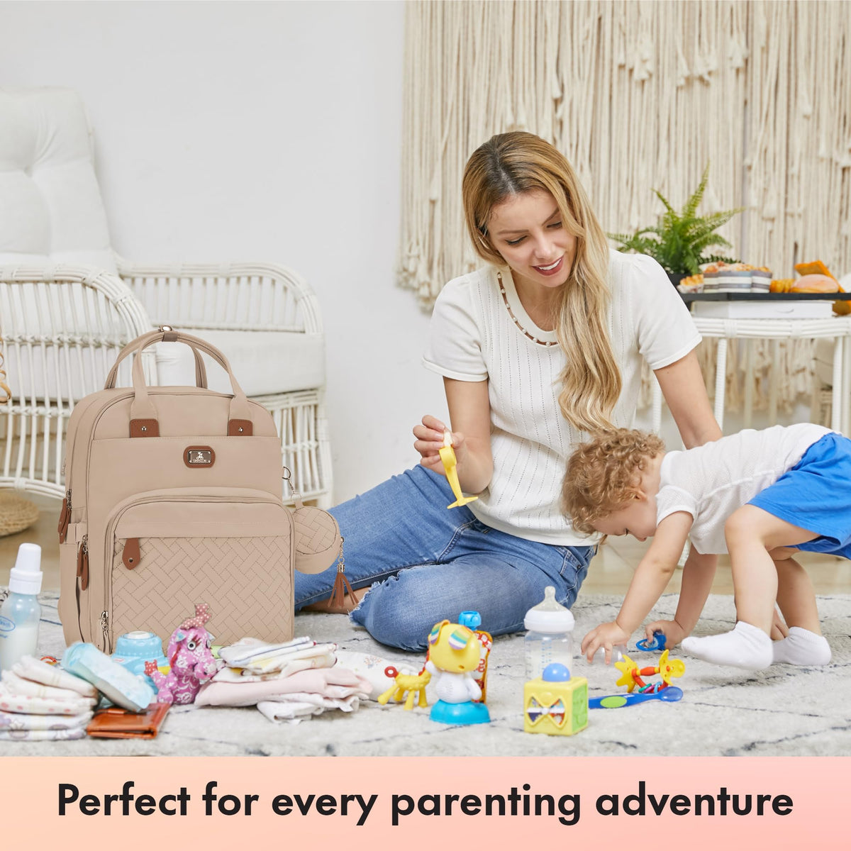 Dikaslon Baby Changing Bag Backpack, Large Nappy Back Pack Multifunction Baby Bags with Portable Changing Mat, Pacifier Holder, and Stroller Straps, for Mom and Dad