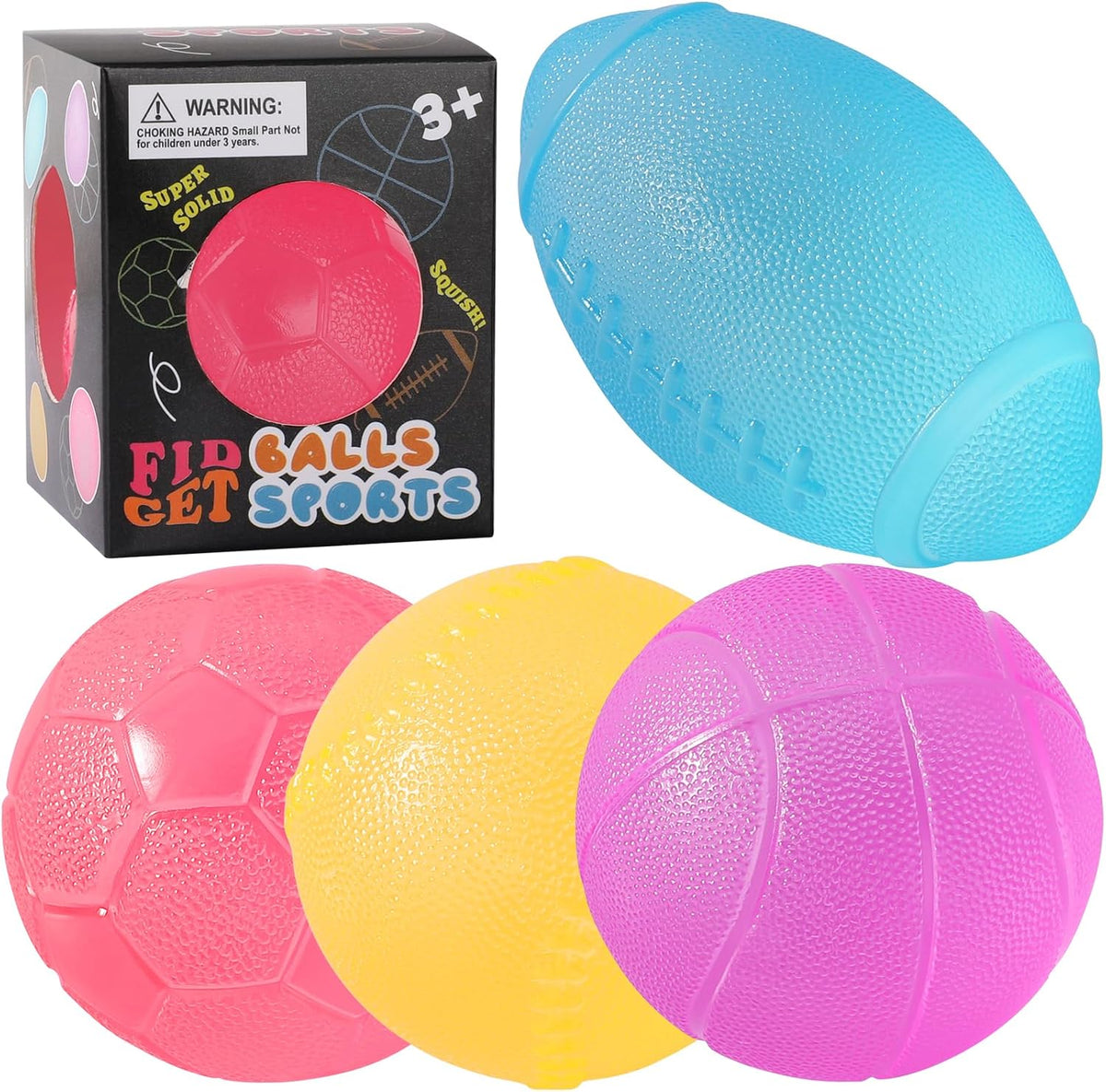 Fidget Toys Stress Balls for Kids & Adults - 4Pack Malt Sugar Squishy Fidget Toys, Slow Rise Ball, Stretchy Squeeze Stress Relief Balls for Anxiety/Therapy/Classroom, Slow-Rise Sensory Toys