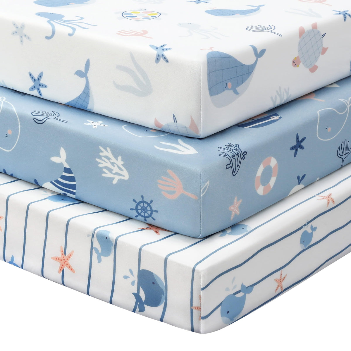 Next to Me Crib Sheets 85x51cm Fitted, 3 Pack Baby Cot Sheets, Ultral Soft & Silky Smooth Microfiber Bedside Crib Fitted Sheets Pink Rainbow