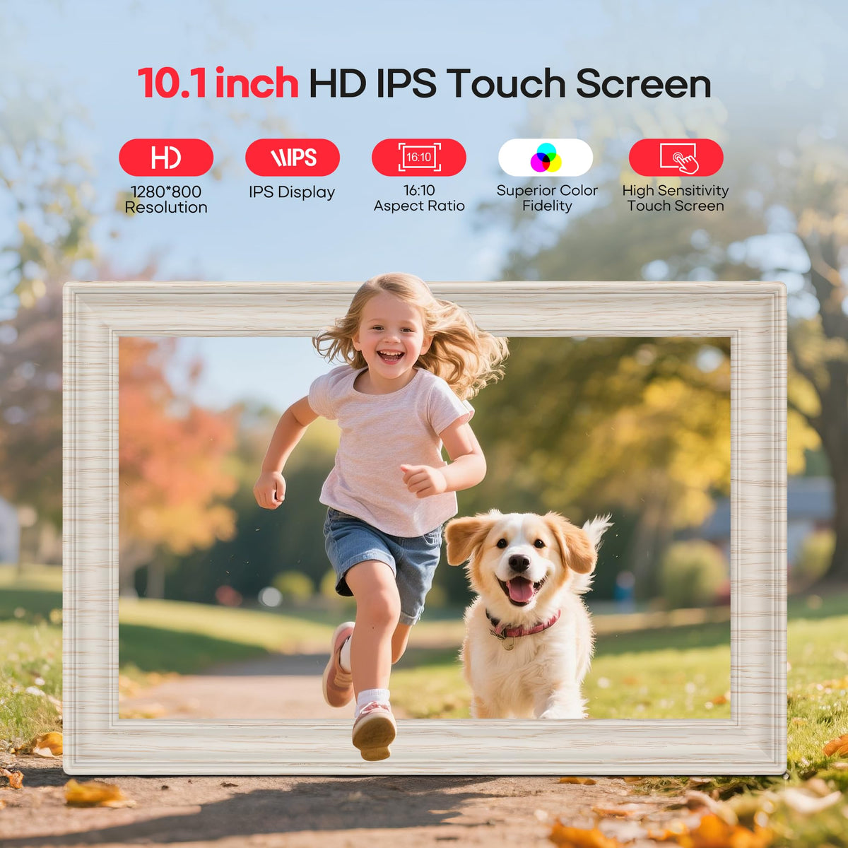 Frameo WiFi Digital Photo Frame 10.1 Inch - 1280x800 HD IPS Touch Screen Picture Frame Electronic, 32GB Memory, Auto Rotate, Wall Mountable, Digital PictureFrame for Sharing Photos and Videos