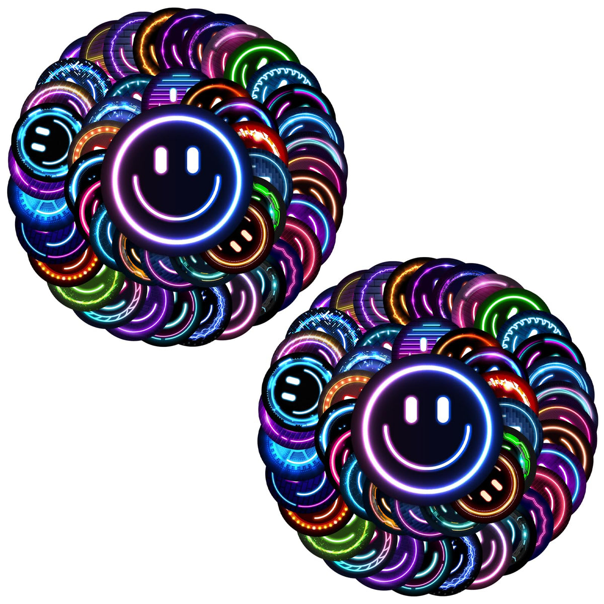 100PCS Smile Neon Stickers