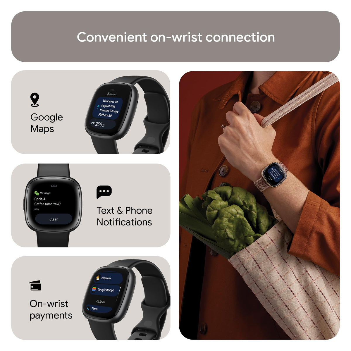 Google Fitbit Versa 4 Fitness Smartwatch with built-in GPS and up to 6 days battery life - compatible with iOS 15 or higher & Android OS 9.0 or higher, Waterfall Blue/Platinum