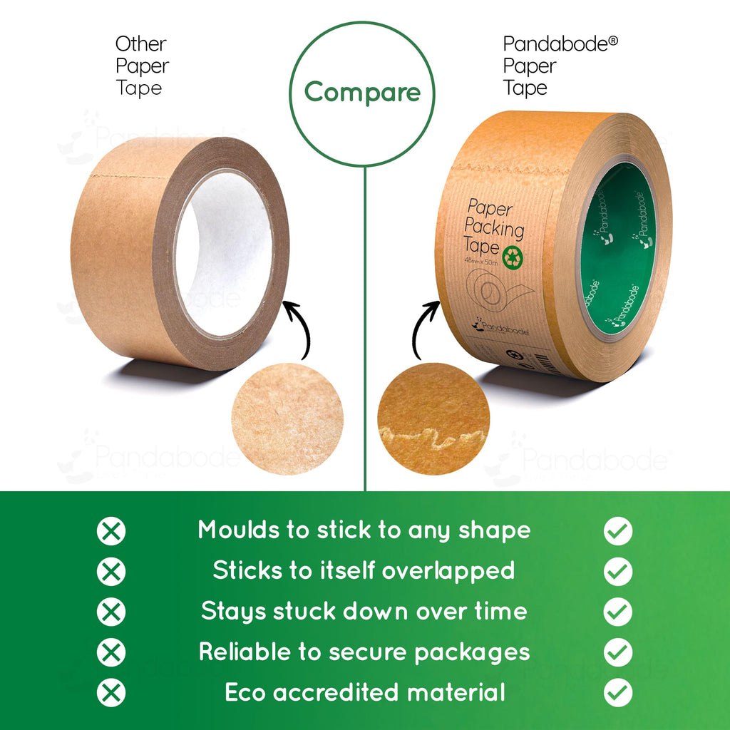 Kraft Paper Packing Tape 48mm x 50m | Brown Paper Tape for Strong Parcel Packaging | 1/3/6/12 Pack | Recyclable & Eco Friendly (3)