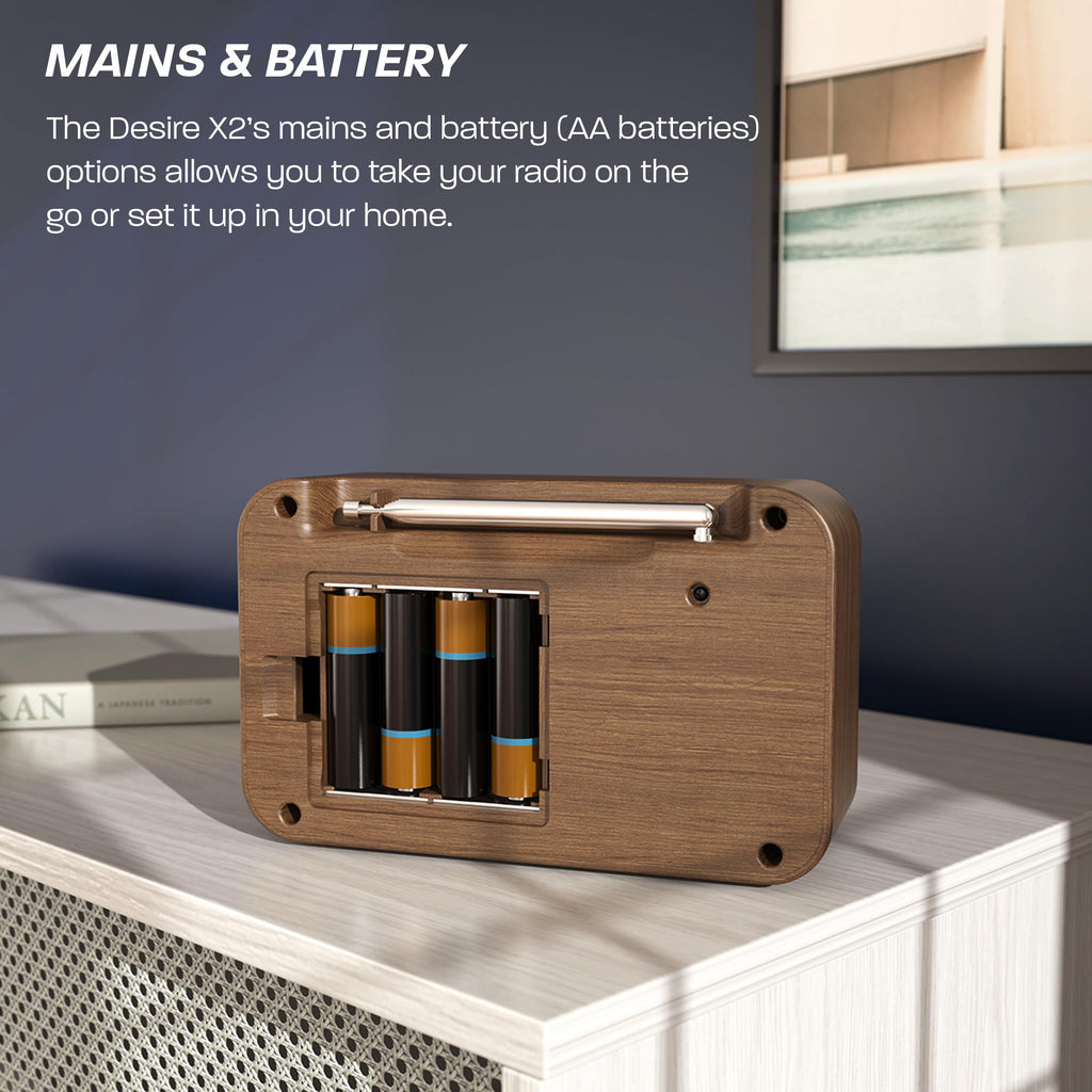 DAB/DAB+ & FM Portable Digital Radio | Simple Controls | Dual Alarms & Sleep Timer | Battery & Mains Powered (4x”AA”) | Bluetooth | Perfect for Home, Office or Outdoors | AZATOM Desire X2 (Black)