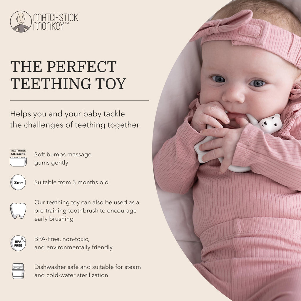 Matchstick Monkey, Antimicrobial Silicone Teether & Gel Applicator, Easy To Grip, BPA Free, 3 Months Old+, 11 cm, Gigi Giraffe, Pack of 1