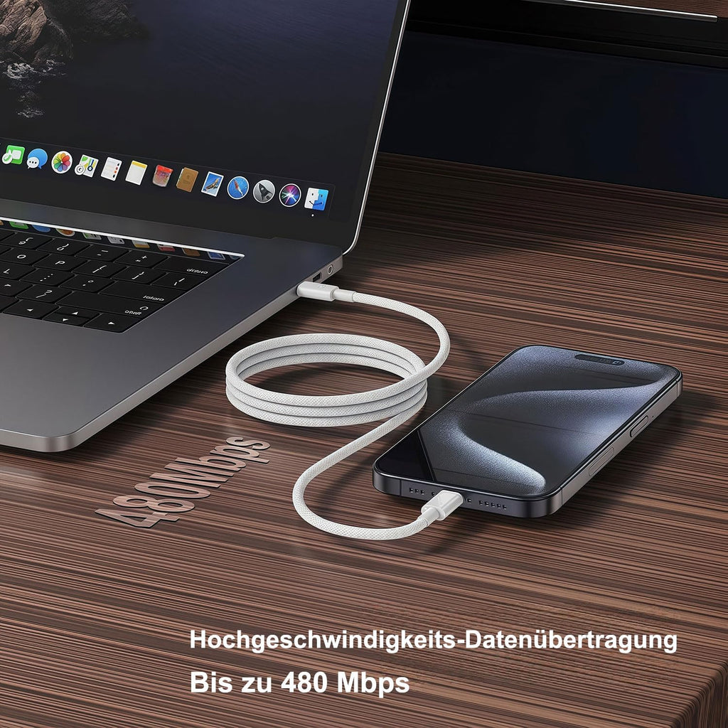 240W USB-C Charge Cable 2m [2-Pack], Fast Charging Cord for Macbook Pro/Air