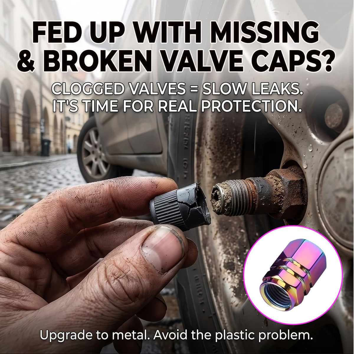 Aluminum Tire Valve Caps,8 Pcs Dustproof Stem Covers