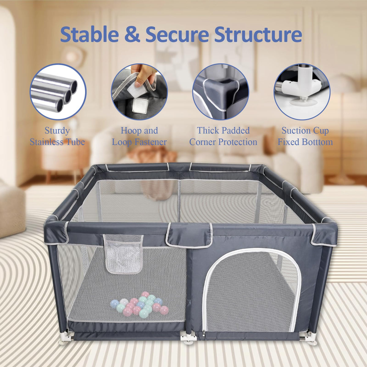 CHOLY Baby Playpen for Babies and Toddlers, Durable Play Pen