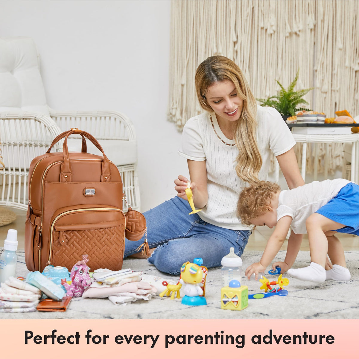 Dikaslon Baby Changing Bag Backpack, Large Nappy Back Pack Multifunction Baby Bags with Portable Changing Mat, Pacifier Holder, and Stroller Straps, for Mom and Dad