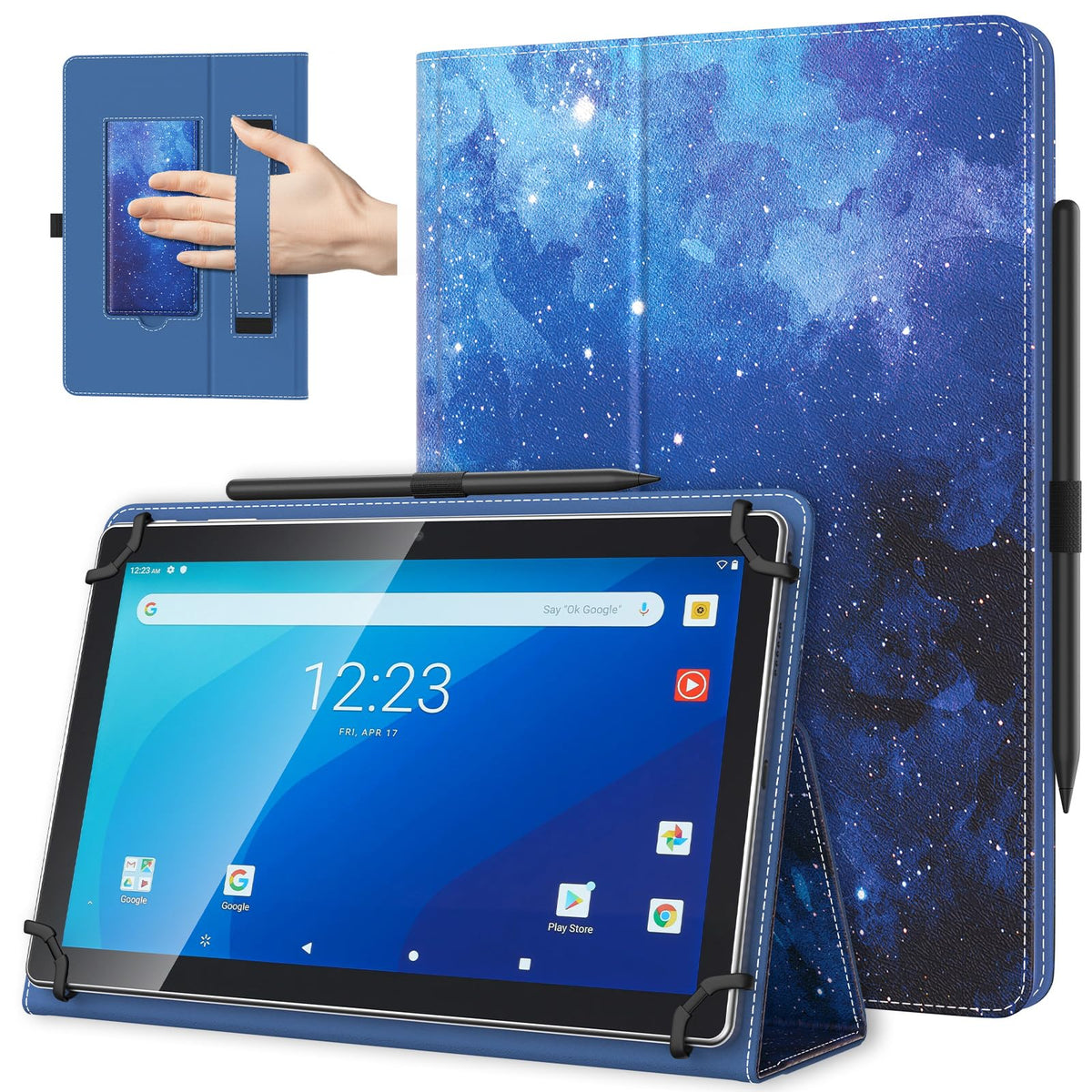 TiMOVO Universal Case for 10.1 Inch Android Tablet, Flowers on Purple