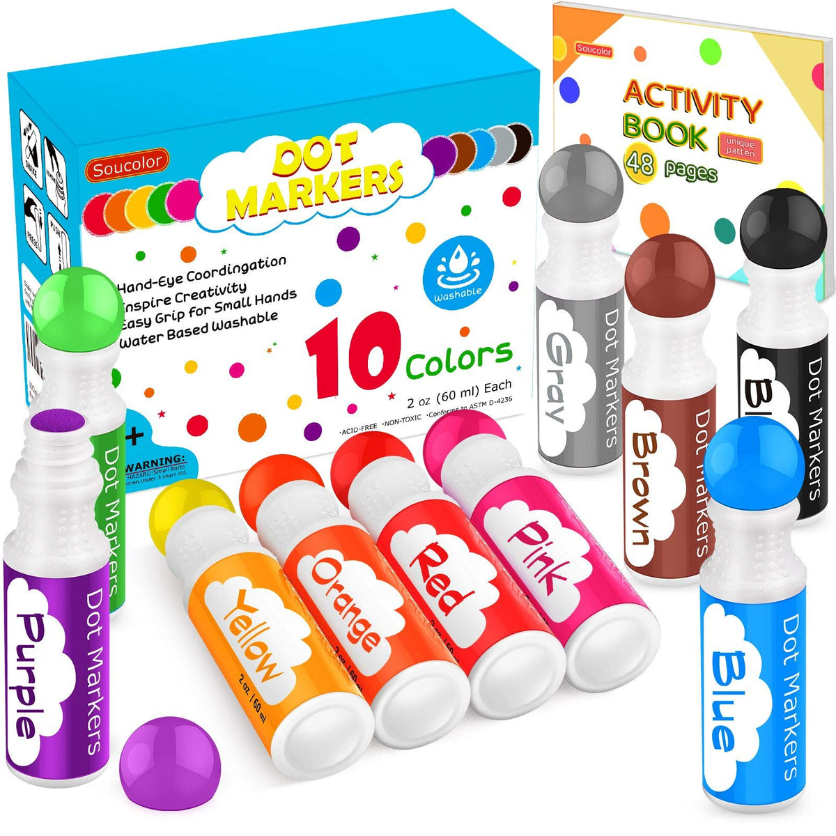 Dot Markers for Toddlers Kids, Bingo Daubers Washable Art Markers 8 Colors