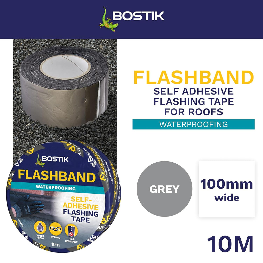 Bostik Flashband Self Adhesive Flashing Tape for Roofs Grey - 150mm x 10m