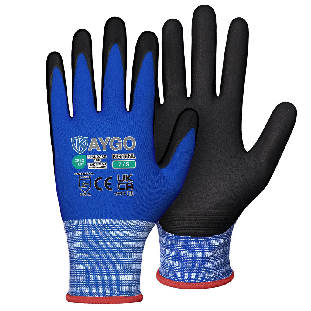 KAYGO Safety Work Gloves MicroFoam Nitrile Coated 12 Pairs, KG18NH