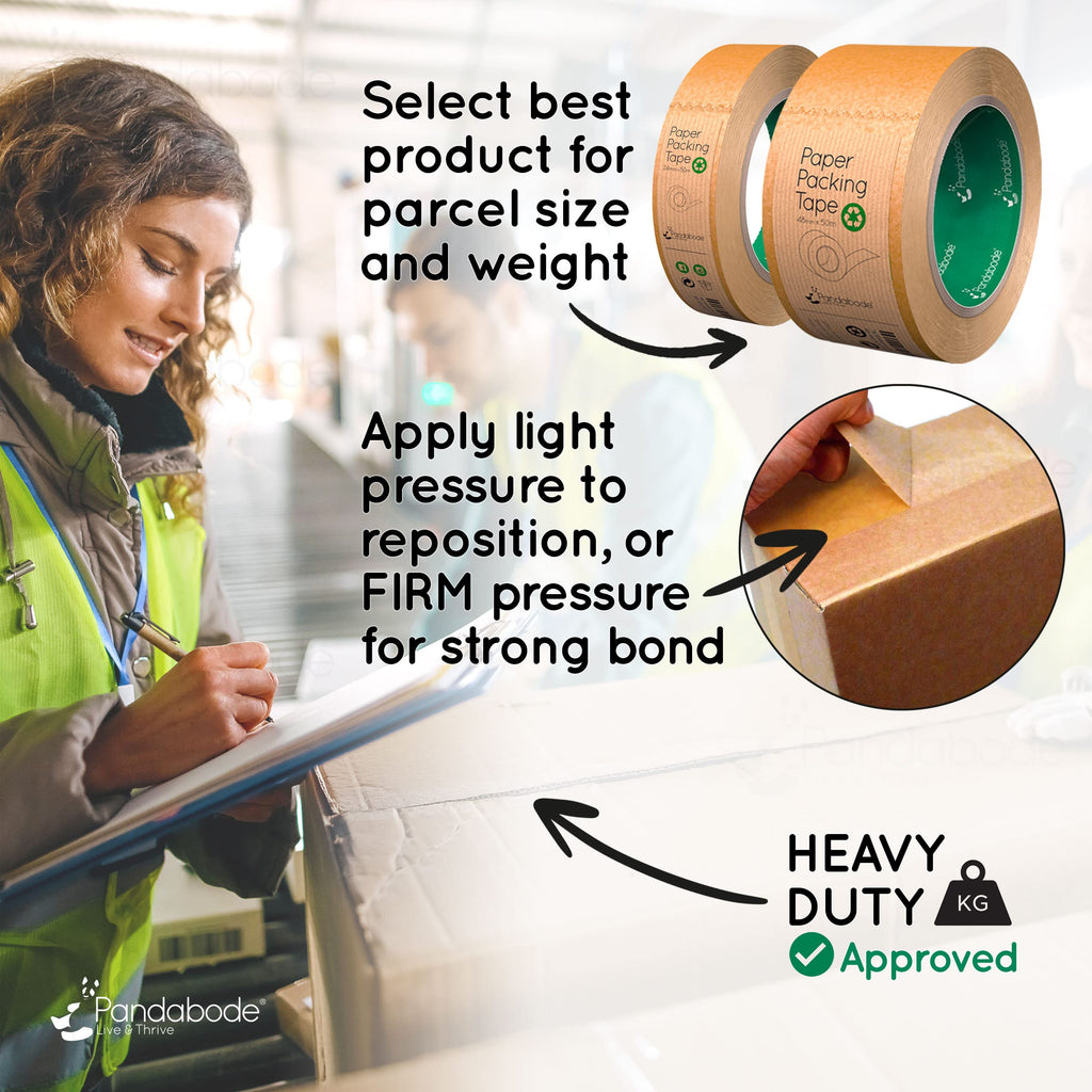 Kraft Paper Packing Tape 48mm x 50m | Brown Paper Tape for Strong Parcel Packaging | 1/3/6/12 Pack | Recyclable & Eco Friendly (3)