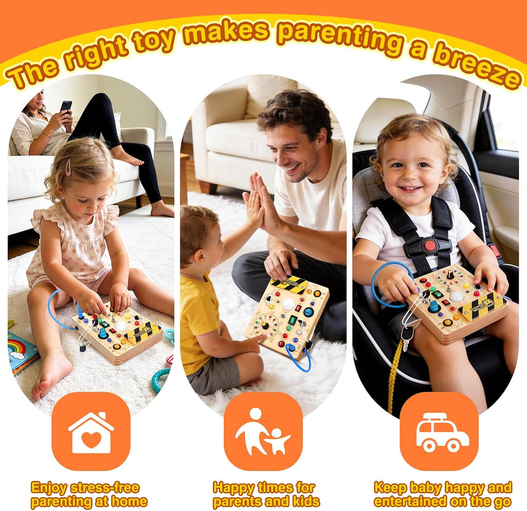 Grarain Busy Board for Toddlers - Montessori Educational Toy for 1-3 Year Old Boys & Girls | Travel-Friendly Sensory Learning Activity | Ideal for Kids with Autism(Busy Board v2)