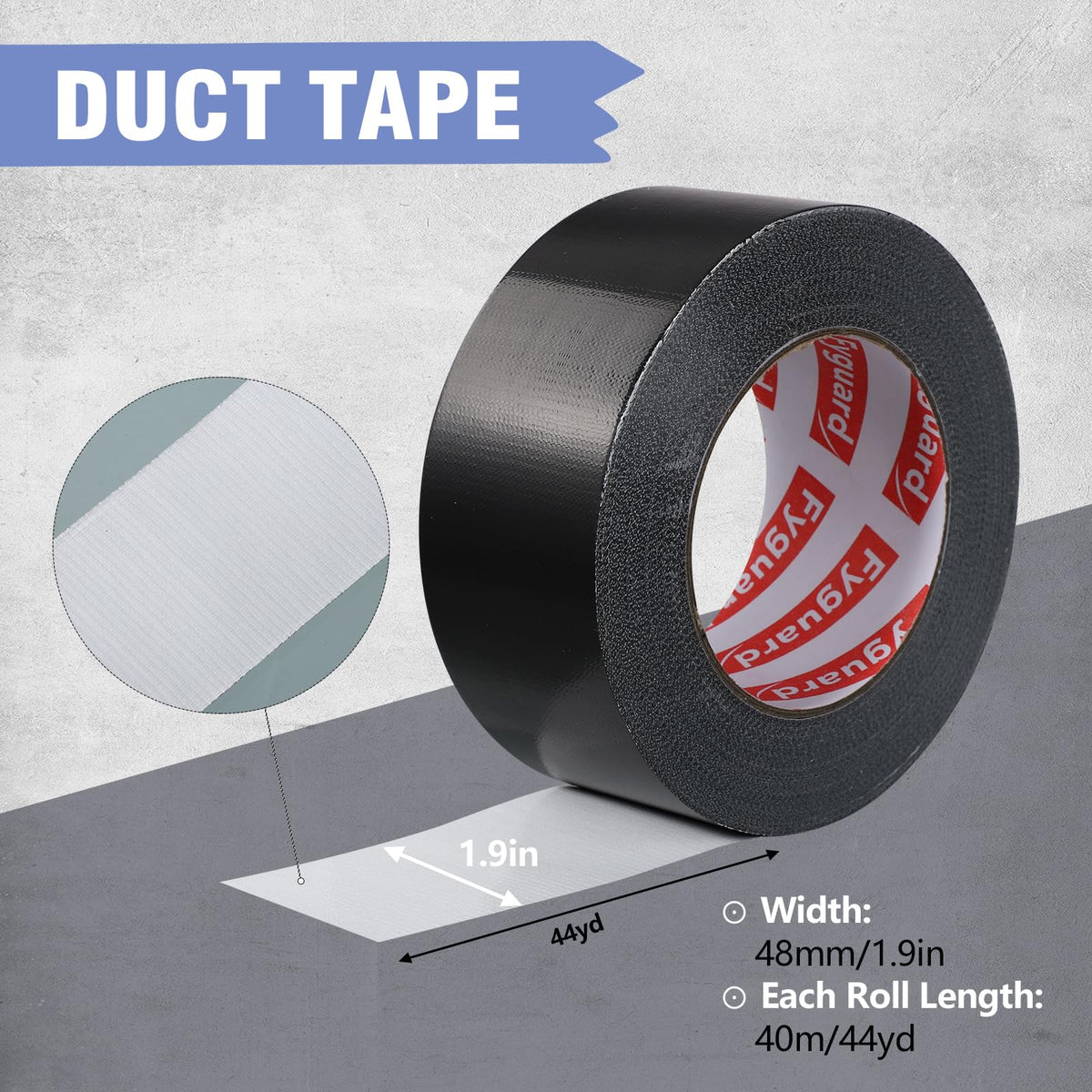 Black Duct Tape, 48mm x 54m (Pack of 3) Gaffer Tape Heavy Duty 8.5Mil