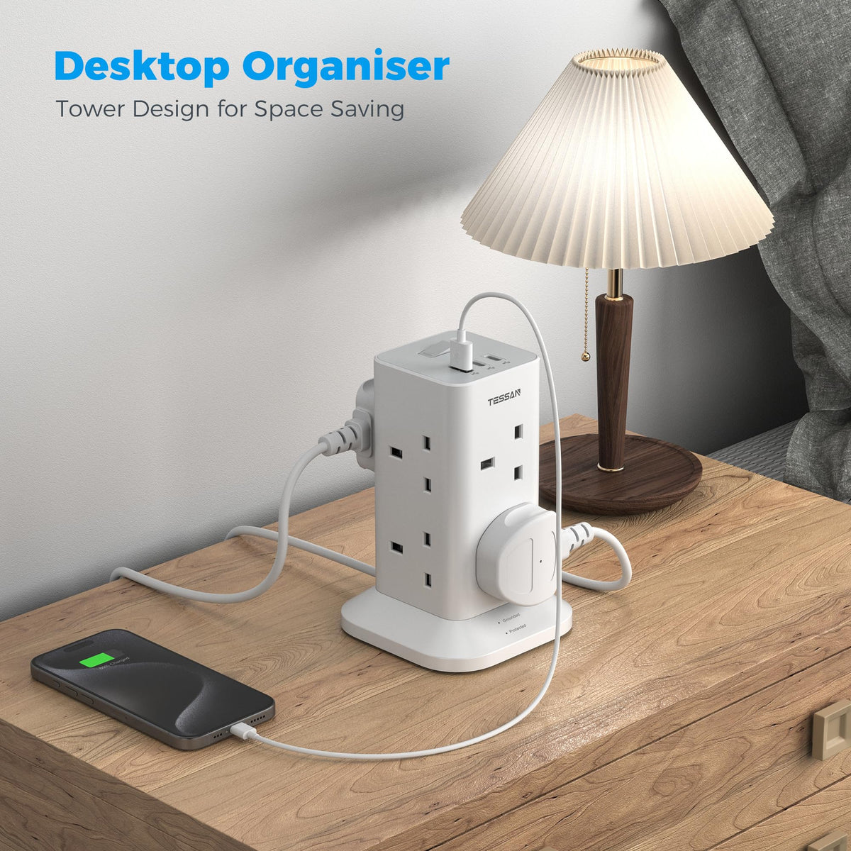 TESSAN Tower Extension Lead 5M with USB C Slots