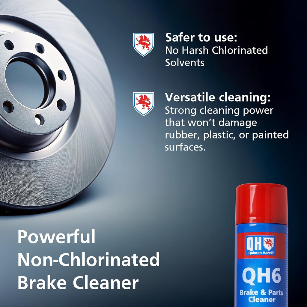 Quinton Hazell Brake Cleaner Spray 600 ml (Pack of 6) - QH6 Brake, Clutch & Parts Cleaner, Fast Drying Formula Removes Grease, Oil & Dirt, Stops Brake Squeal & Clutch Slip