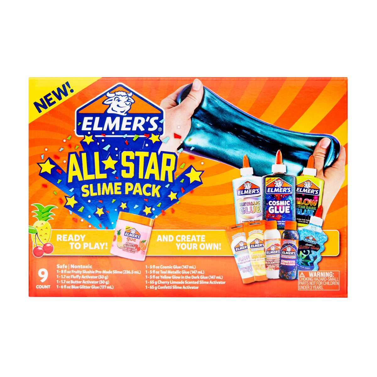 Elmer's Color Rush Slime Kit, Includes Liquid Glue, Activator, Makes Color Changing, Glow in The Dark, Butter Slime and More, 10 Piece Kit - Perfect for Birthday Parties, Gift Idea, Kids Activity