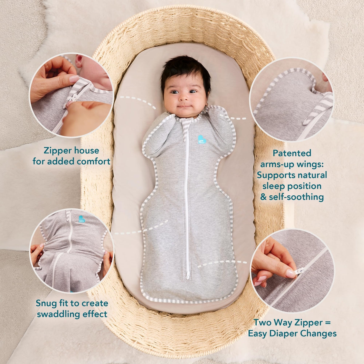 Love To Dream Swaddle Up, S 3.5-6kg, White Dreamer, 2.5 Tog