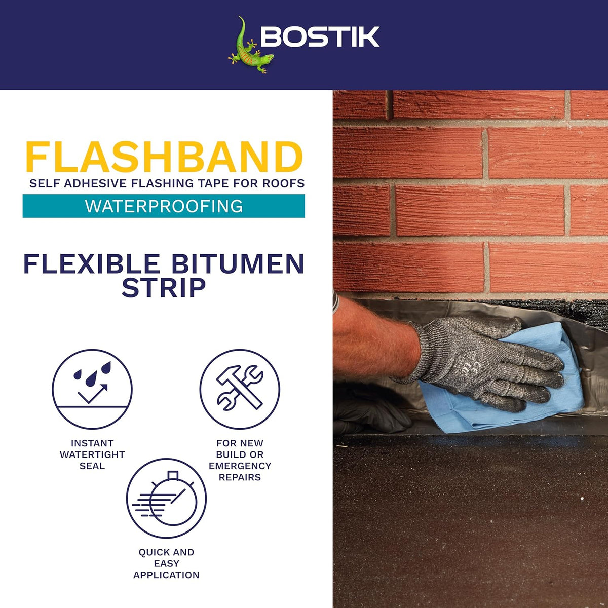 Bostik Flashband Self Adhesive Flashing Tape for Roofs Grey - 150mm x 10m
