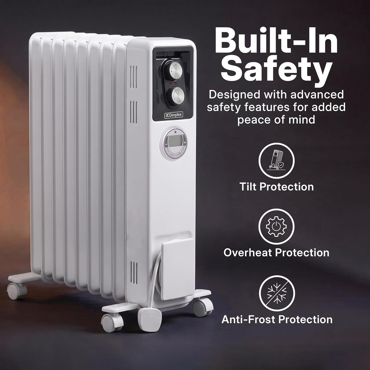 Dimplex ECR20TIE Oil Free Portable Radiator, 2kW Electric Heater, Timer