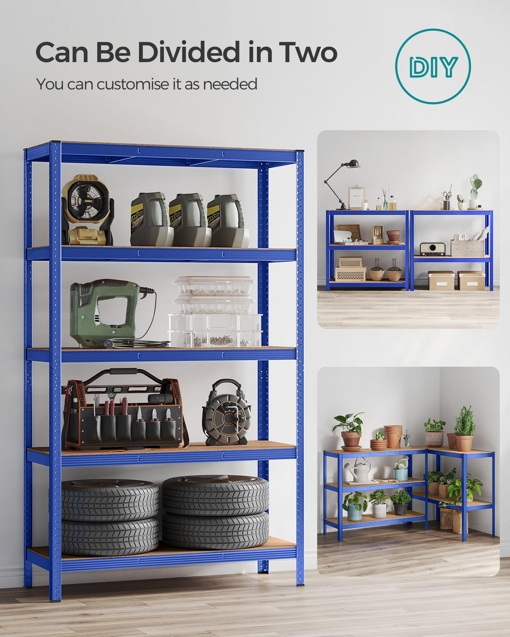 SONGMICS 5-Tier Heavy-Duty Shelving Units, Set of 2, Boltless Assembly