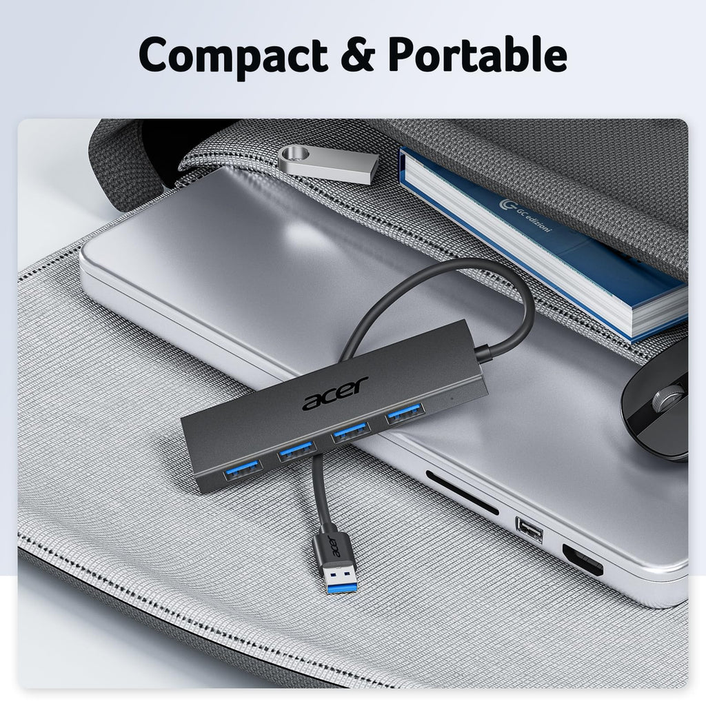 Acer USB Hub 3.0, Ultra Slim USB Adapter 4 Ports Splitter with Powered USBC
