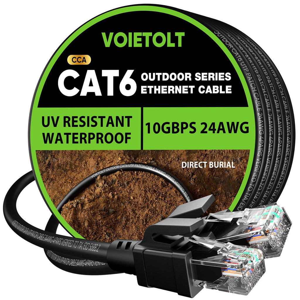 Cat6 Ethernet Cable 3 meter, Outdoor Water Resistant Internet Cable, Direct Burial High-Speed Gigabit 10Gbps 550MHz/s Lan Network Cable Cord