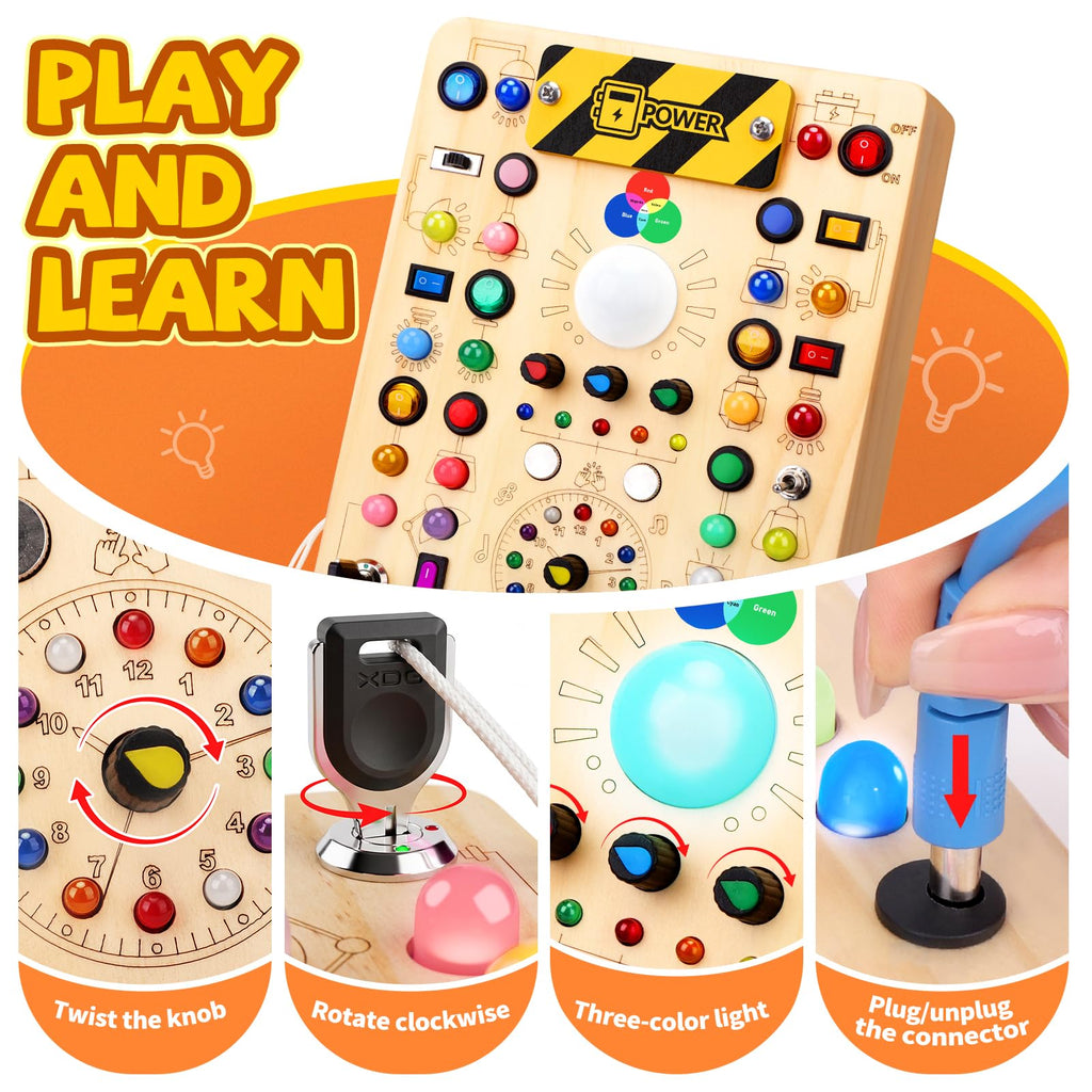 Grarain Busy Board for Toddlers - Montessori Educational Toy for 1-3 Year Old Boys & Girls | Travel-Friendly Sensory Learning Activity | Ideal for Kids with Autism(Busy Board v2)