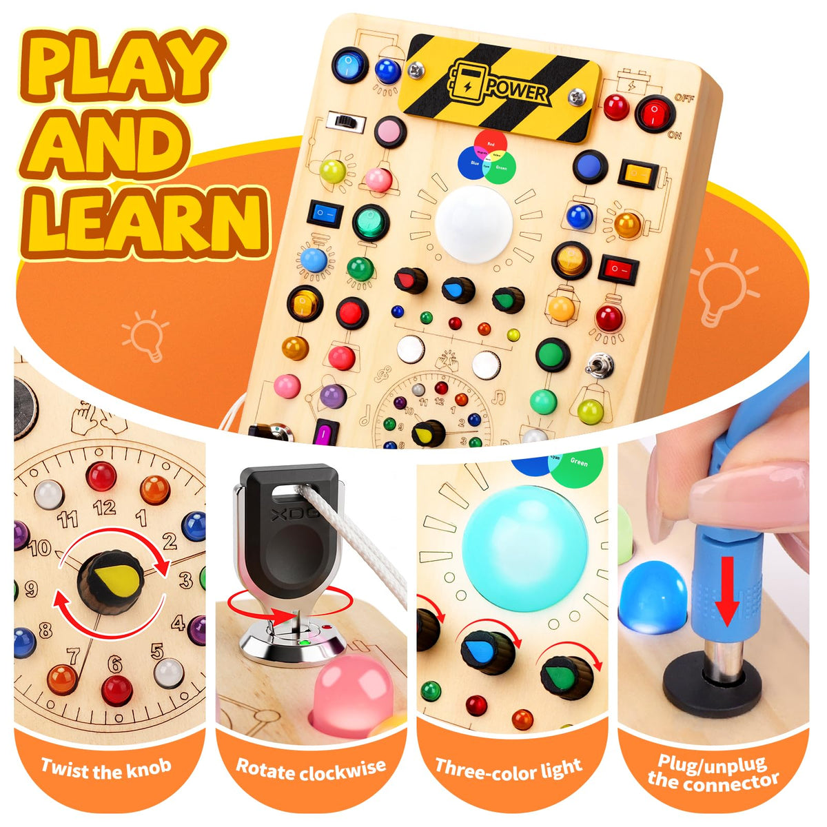 Grarain Busy Board for Toddlers - Montessori Educational Toy for 1-3 Year Old Boys & Girls | Travel-Friendly Sensory Learning Activity | Ideal for Kids with Autism(Busy Board v2)