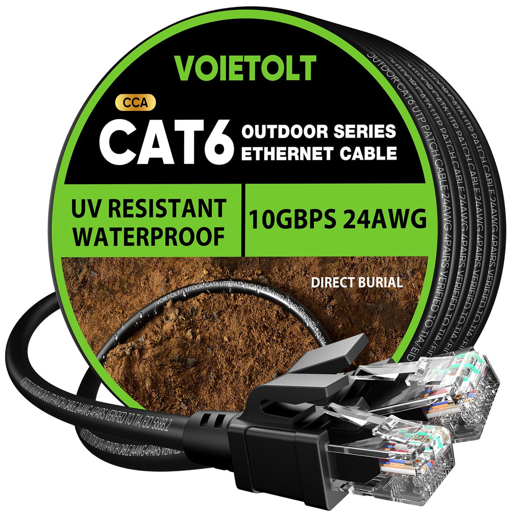 Cat6 Ethernet Cable 3 meter, Outdoor Water Resistant Internet Cable, Direct Burial High-Speed Gigabit 10Gbps 550MHz/s Lan Network Cable Cord