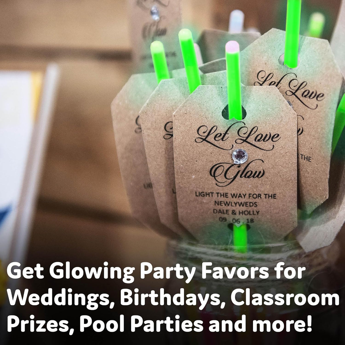 PartySticks Glow Sticks Halloween Party Supplies 100pk - 8 Inch Glow in the Dark Light Up Sticks Party Favors, Glow Party Decorations, Neon Party Glow Necklaces and Glow Bracelets with Connectors