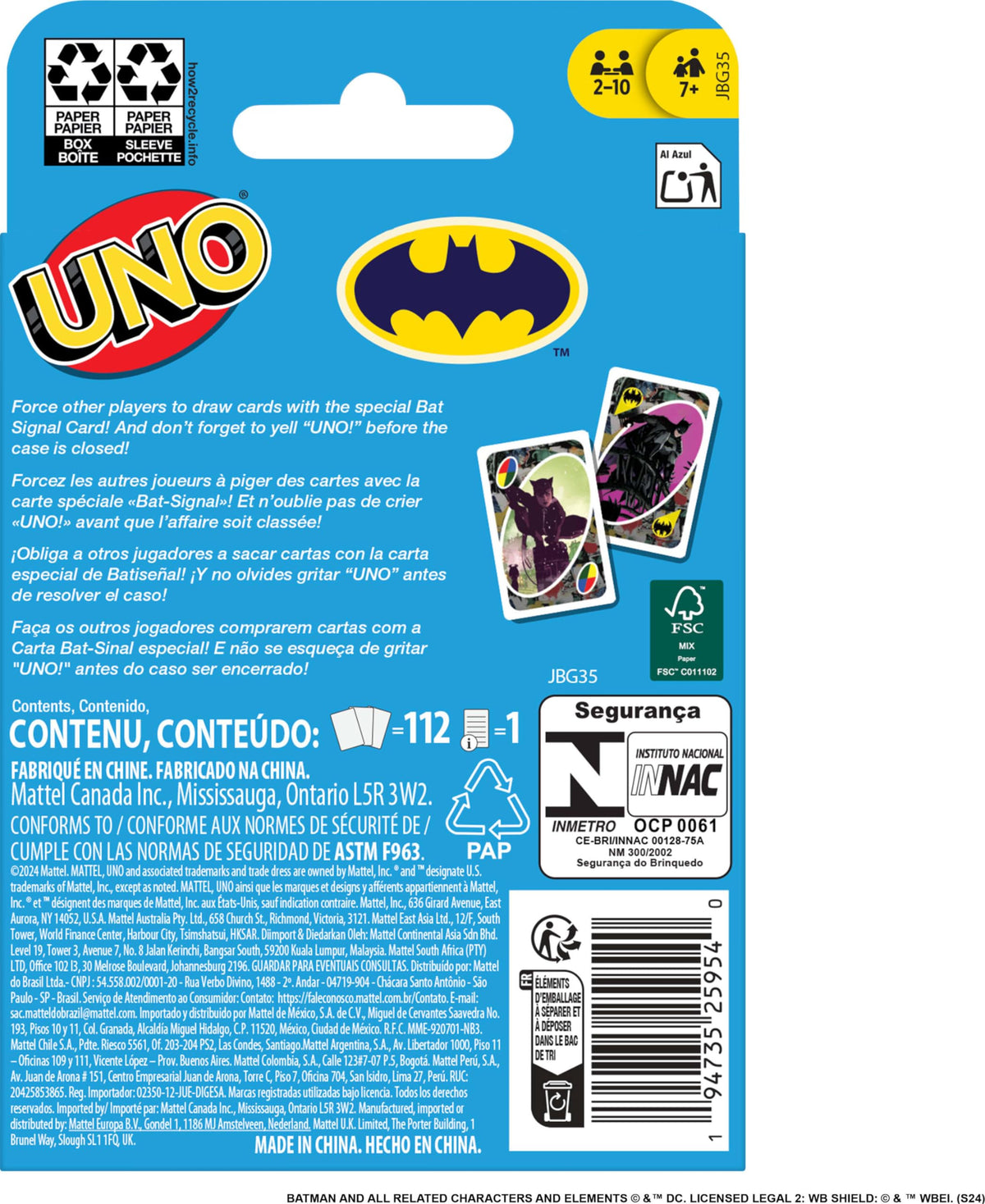 Mattel Games UNO Minecraft Card Game with Storage Tin,Ages 7+