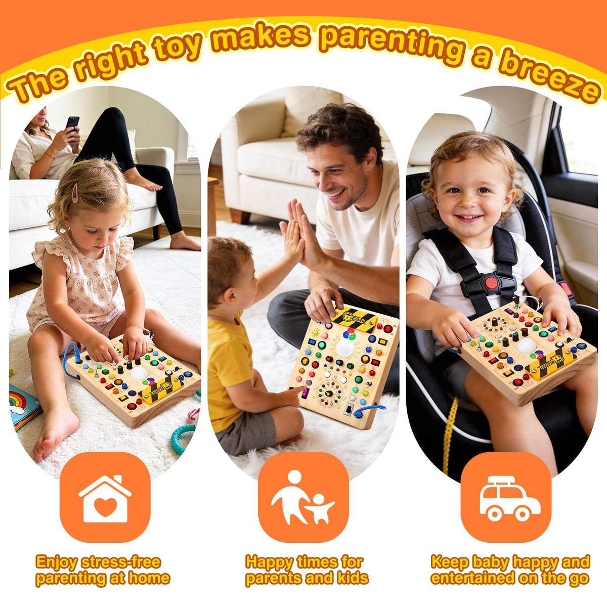 Grarain Busy Board for Toddlers - Montessori Educational Toy for 1-3 Year Old Boys & Girls | Travel-Friendly Sensory Learning Activity | Ideal for Kids with Autism(Busy Board v2)