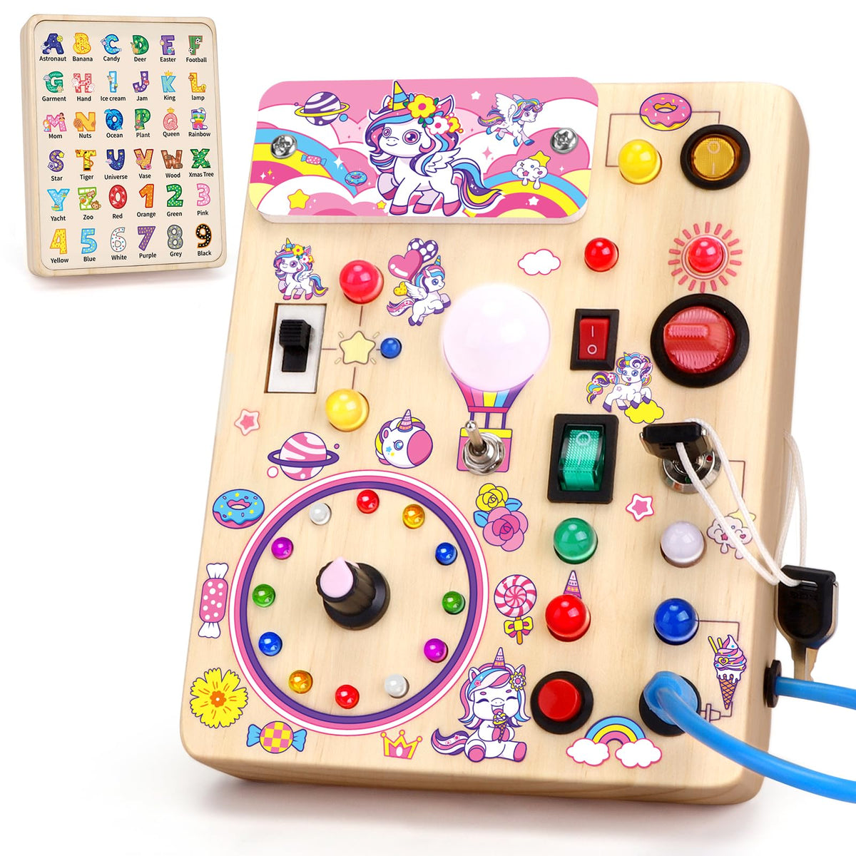 Grarain Busy Board for Toddlers - Montessori Educational Toy for 1-3 Year Old Boys & Girls | Travel-Friendly Sensory Learning Activity | Ideal for Kids with Autism(Busy Board v2)