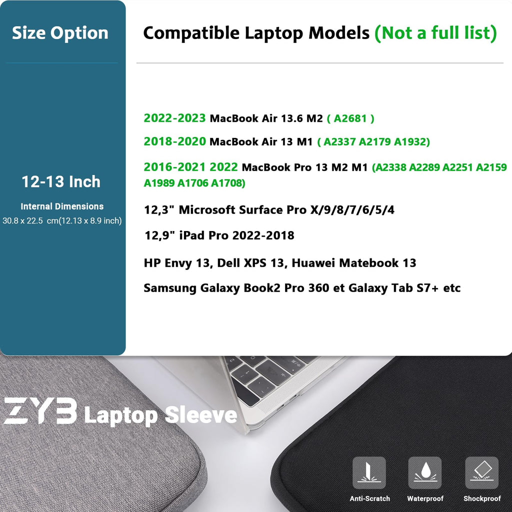 ZYB 16 Inch Laptop Sleeve Case,Shockproof Waterproof Notebook Case 16 Inch for 2021-2026 MacBook Pro 16 M5 M4 M3 M2 M1,16" Laptop Lenovo ThinkBook/IdeaPad HP Dell ASUS Acer Chromebook etc-Haze Blue