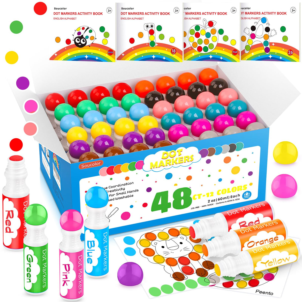 Dot Markers for Toddlers Kids, Bingo Daubers Washable Art Markers 8 Colors