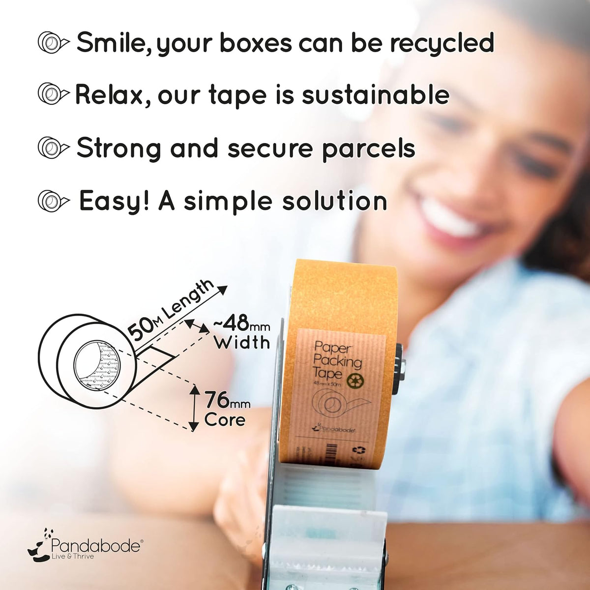 Kraft Paper Packing Tape 48mm x 50m | Brown Paper Tape for Strong Parcel Packaging | 1/3/6/12 Pack | Recyclable & Eco Friendly (3)