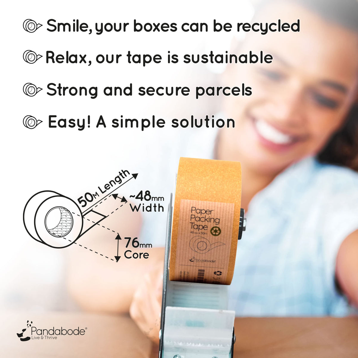 Kraft Paper Packing Tape 48mm x 50m | Brown Paper Tape for Strong Parcel Packaging | 1/3/6/12 Pack | Recyclable & Eco Friendly (3)