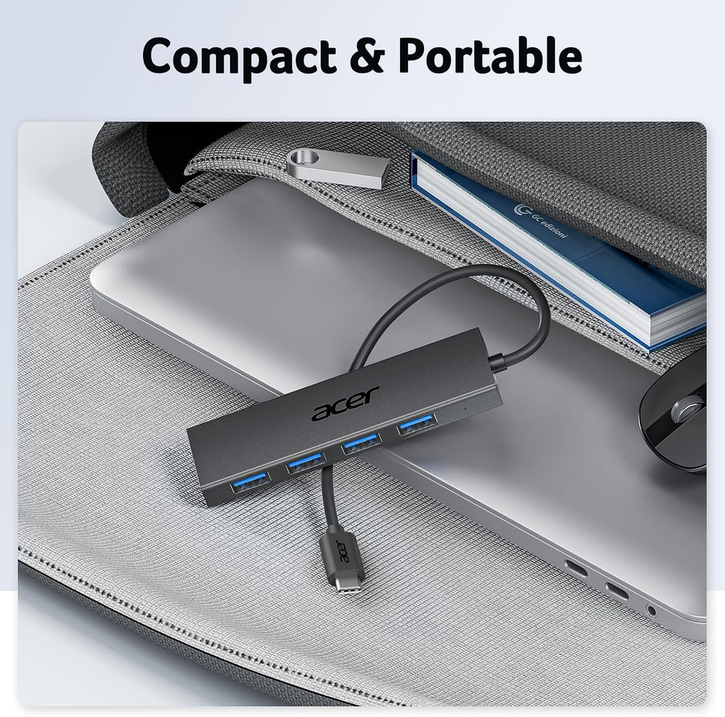 Acer USB Hub 3.0, Ultra Slim USB Adapter 4 Ports Splitter with Powered USBC