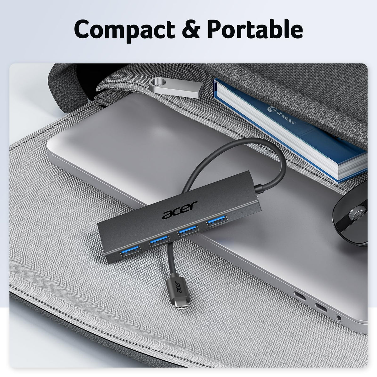 Acer USB Hub 3.0, Ultra Slim USB Adapter 4 Ports Splitter with Powered USBC