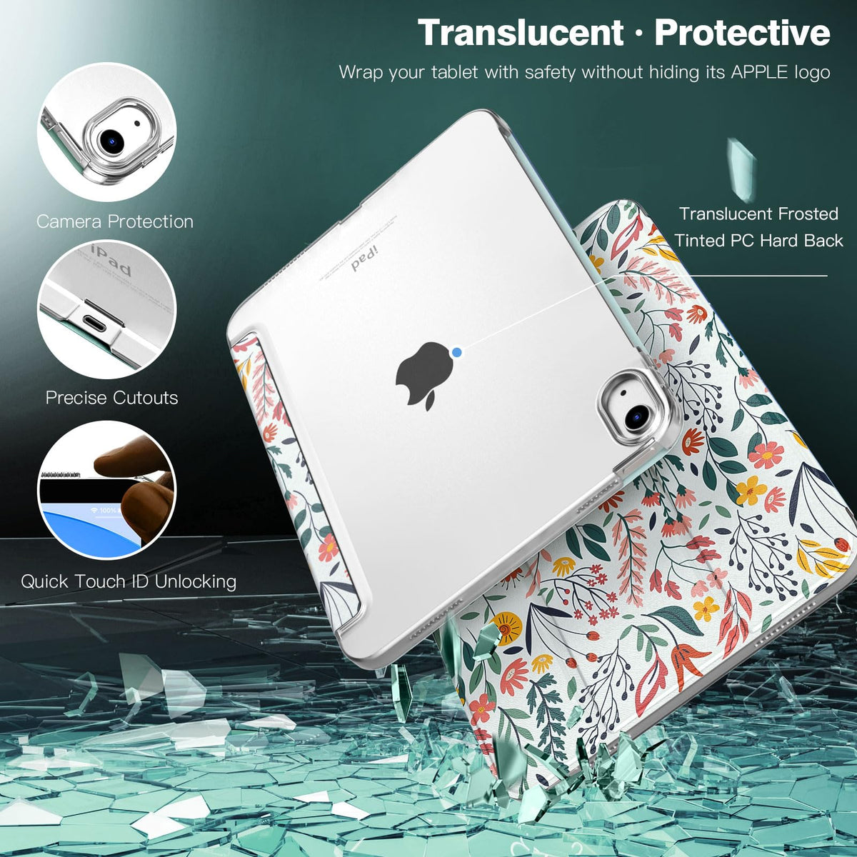 TiMOVO Case for iPad A16 11th Gen 11"/10th Gen 10.9", Colorful Flower