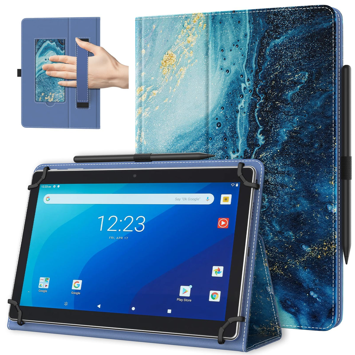 TiMOVO Universal Case for 10.1 Inch Android Tablet, Flowers on Purple