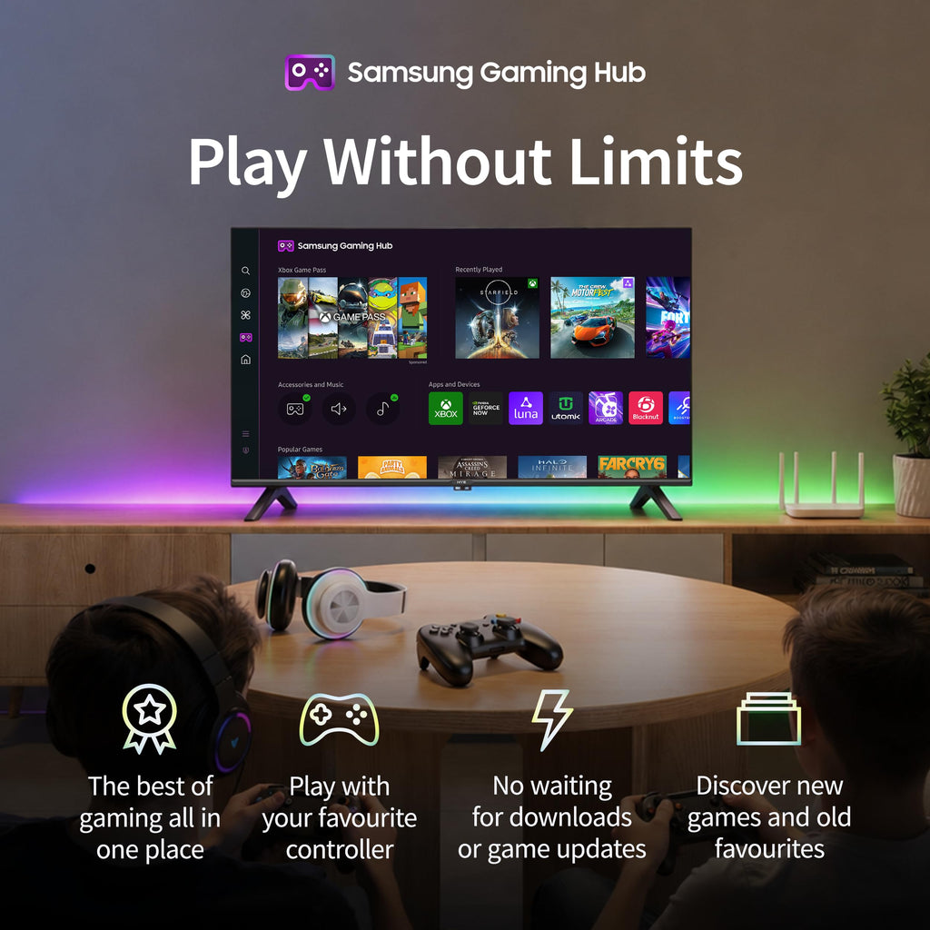 HYE 43" LED Smart TV - 4K Ultra HD, Samsung Tizen OS & Gaming Hub, Black