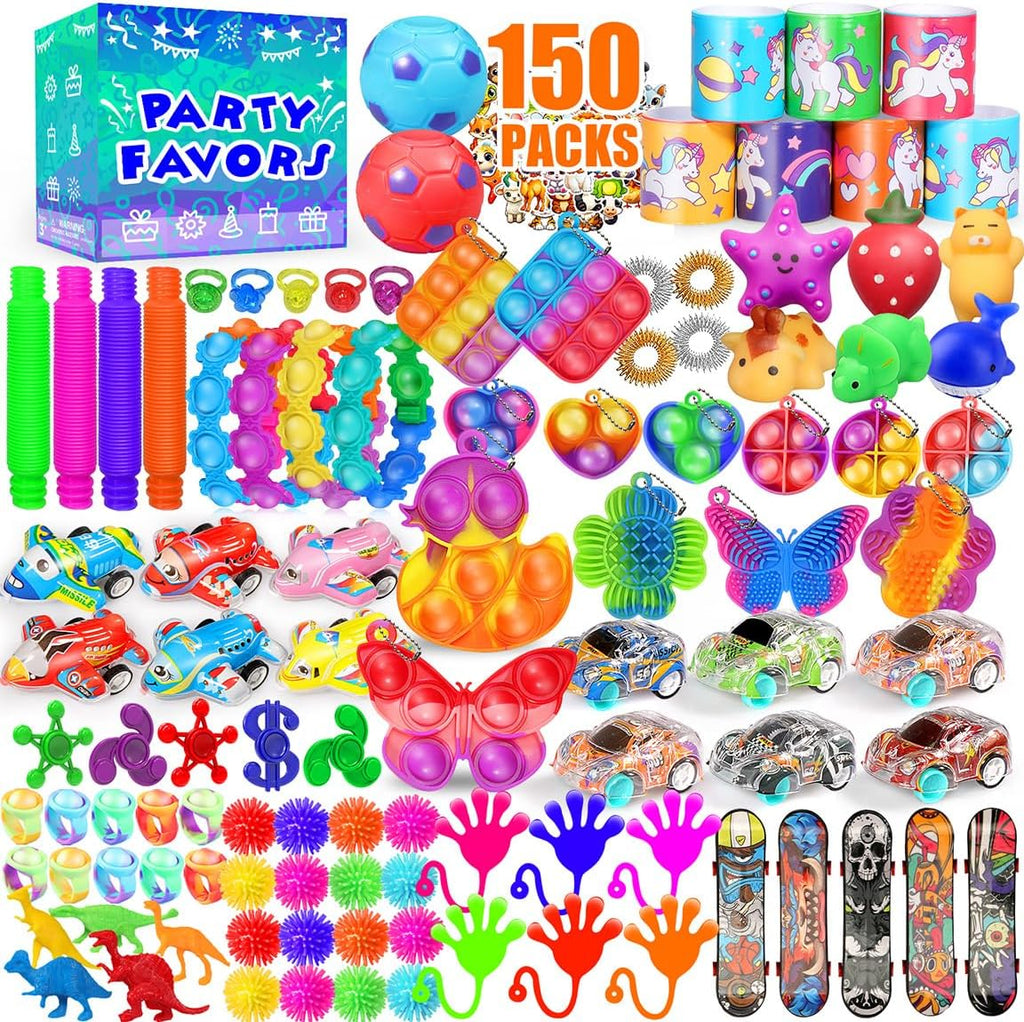 Party Favors for Kids 8-12 4-8, 150-Pack Fidget Toys Bulk, Treasure Box Toys for Classroom, Stocking Stuffers Goodie Bags, Classroom Prizes, Birthday Holiday for Boys Girls