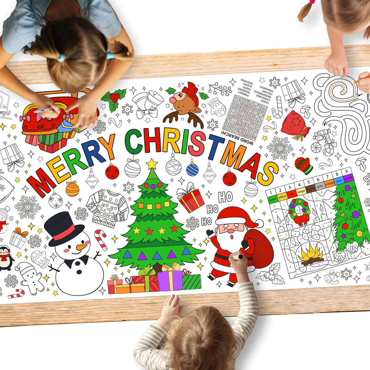 Gatherfun Ramadan Activity Poster & Home Decor - 31.5 x 72 Coloring Banner/Table Cover for Eid Mubarak Decoration, for School Parties & Ramadan Decoration