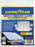 Goodyear Quilted Car Windscreen Cover | Wing Mirror Covers | Heavy Duty Windproof | Protect from Sun Shade Snow Frost Freezing Windshield | Universal Fit