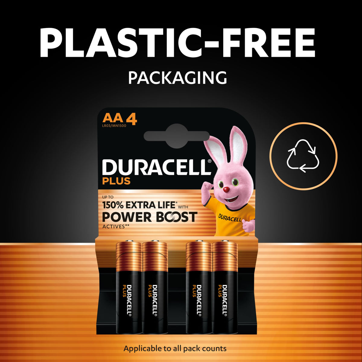 DURACELL Plus D Alkaline Batteries (4 Pack) 1.5V, LR20