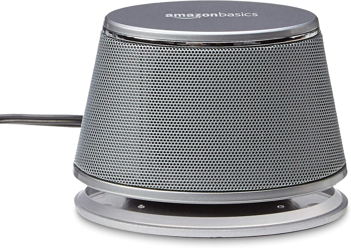 Amazon Basics PC Speakers for Desktop or Laptop, 3.5mm Aux, USB-Powered, Silver